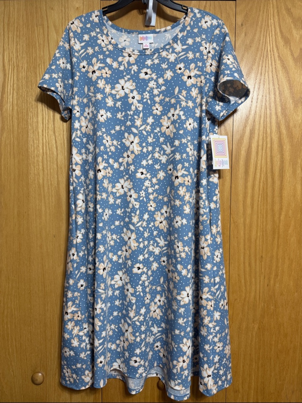 LuLaRoe Jessie Dusty Blue Floral Womens Dress